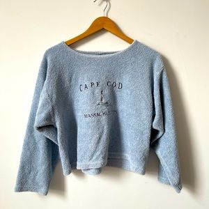 Comfy Terry Cloth Cropped Cape Cod Sweater